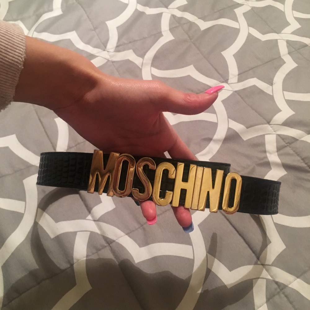 Moschino leather snake belt black